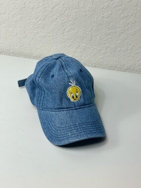 Vintage Y2K Looney Tunes Tweety Bird Classic Denim Strapback Retro Baseball Cap
